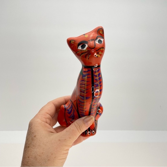 MEXICAN Folk Art Pottery Talavera 5.2” Cat - Picture 3 of 12